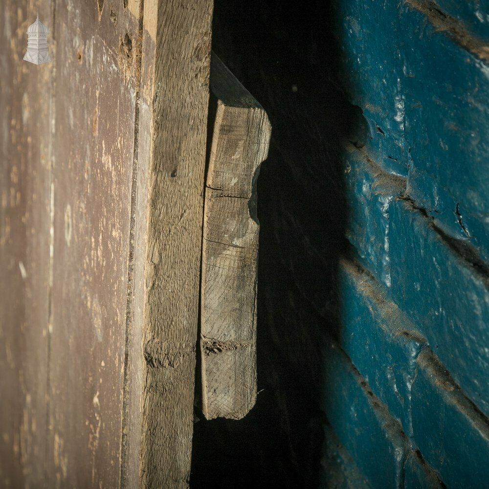 Hardwood Barn Door, 18th C Braced And Ledged With Period Repair And Distressed Brown Paint Finish photo for sale