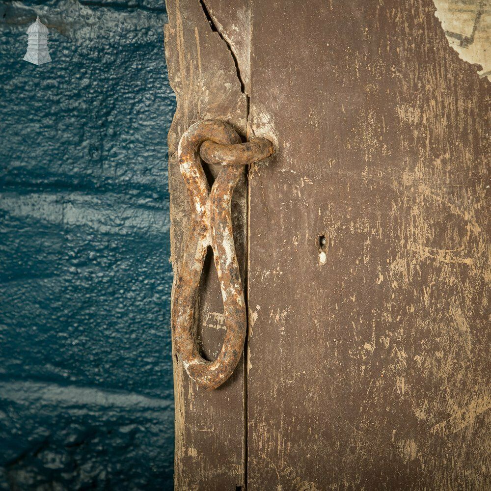 Hardwood Barn Door, 18th C Braced And Ledged With Period Repair And Distressed Brown Paint Finish photo 510.0