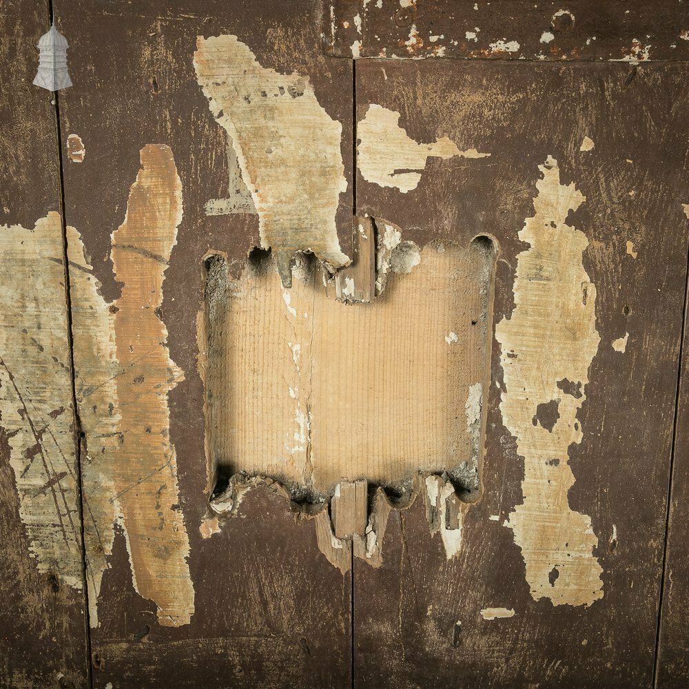 Home Fixtures Hardwood Barn Door, 18th C Braced And Ledged With Period Repair And Distressed Brown Paint Finish photo