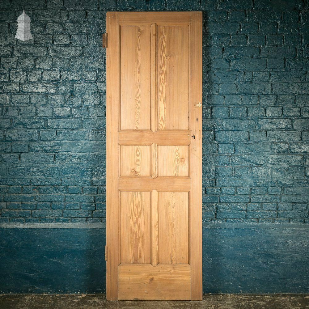 Pitch Pine Door, 19th C 6 Panel Internal Door