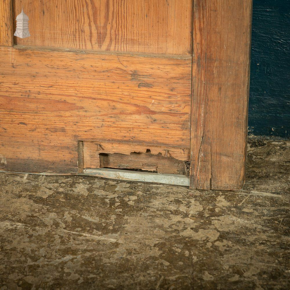 Pitch Pine Paneled Door With Leaded Glass Window, Victorian photo 540.0