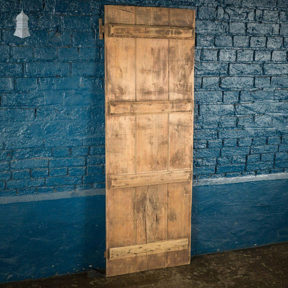 Small Georgian Green Painted Ledged And Braced Cottage Door