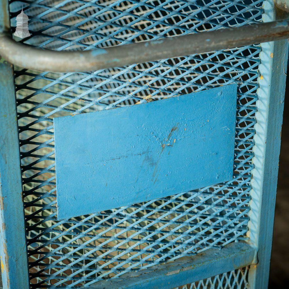 Vintage Industrial Blue Steel Trolley Mobile Shelving Unit photo vintage