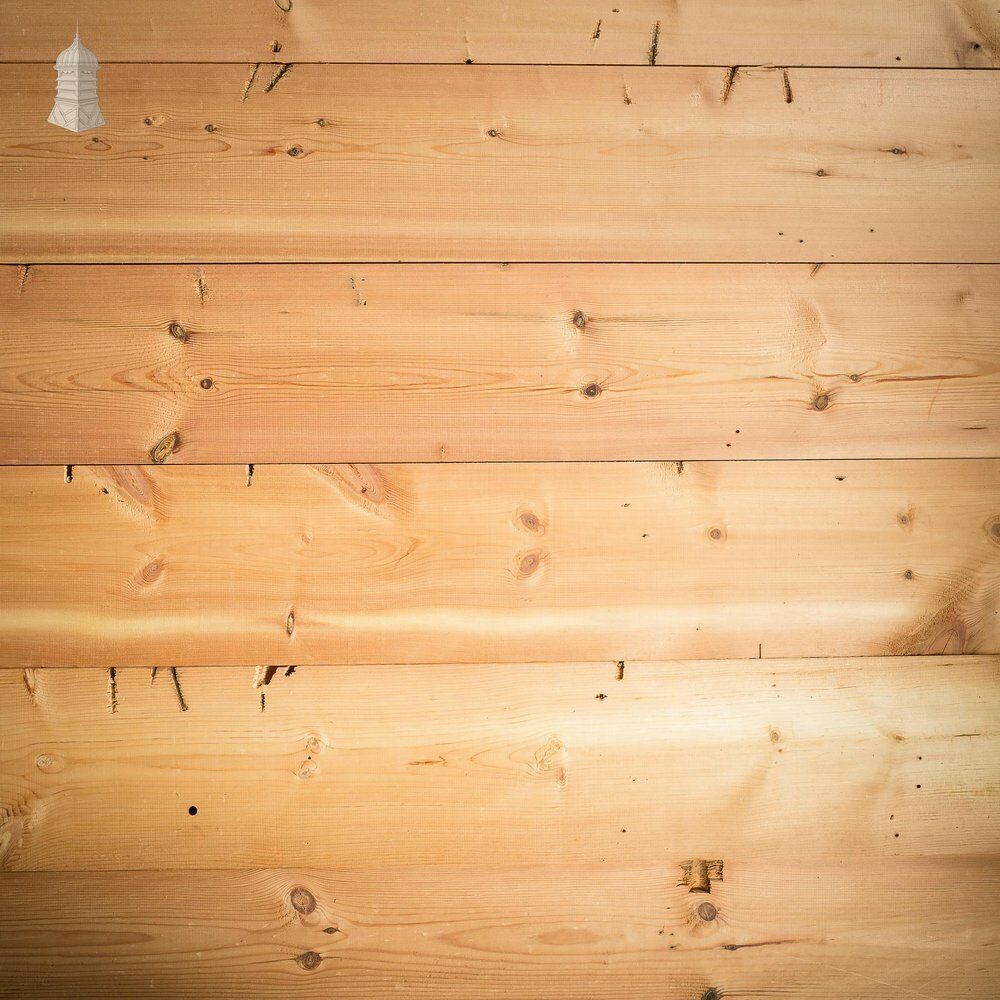 Batch Of 56 Square Metres Of 8.5" Wide Pine Floorboards Cut From Salvaged Victorian Ceiling Joists Planned On Both Sides