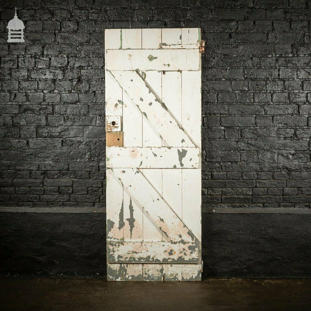 19th C White Painted Ledged And Braced Internal Cottage Door photo furniture