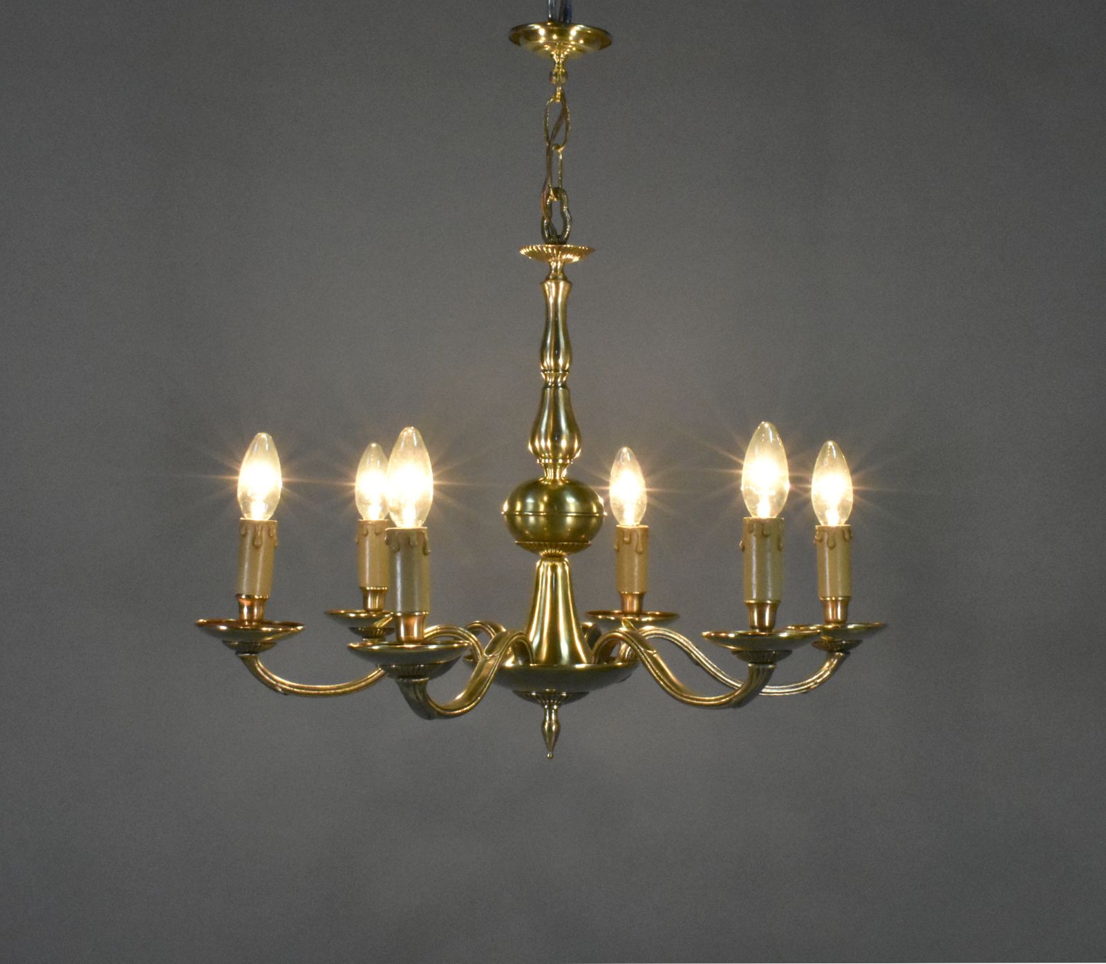 Antique French Six Light Bronze Chandelier Louis XVI Style photo for sale