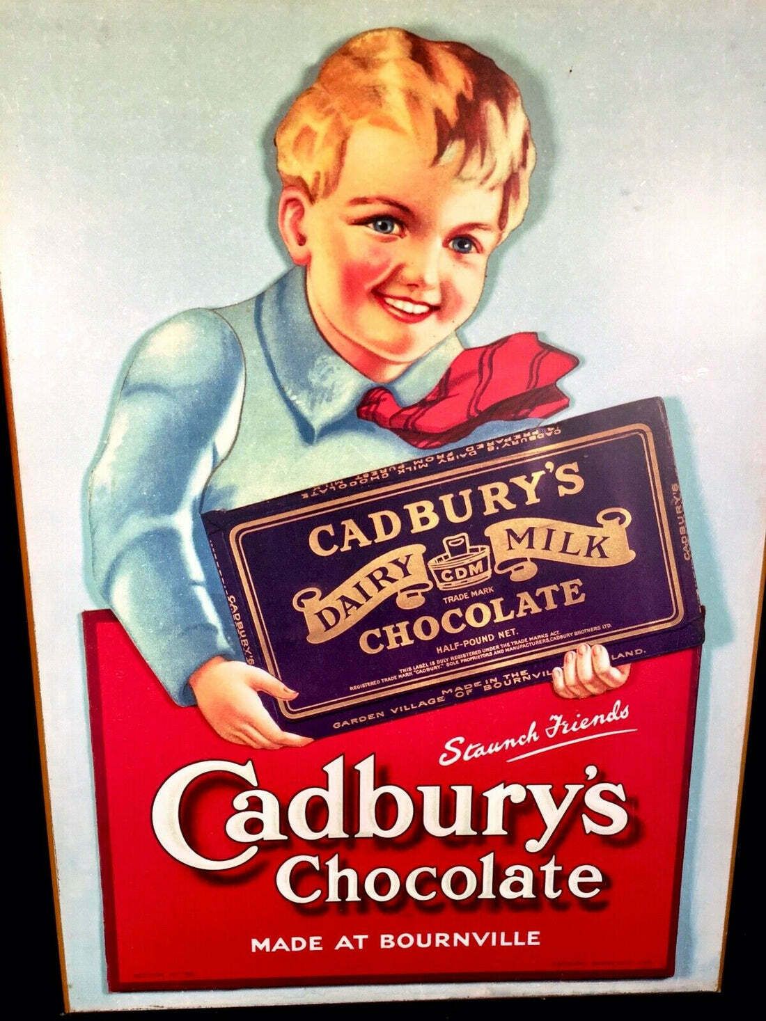 Antique Advertising   Large 70s Cadburys Poster Salvaged From Bournville Factory photo vinterior