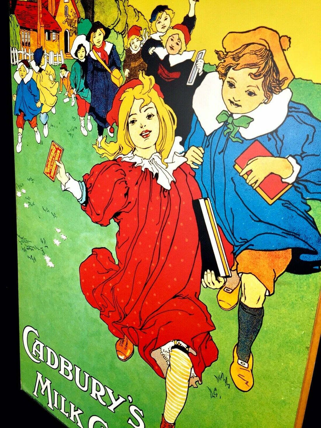 Antique Advertising   Large 70s Cadburys Poster Salvaged From Bournville Factory photo vinterior