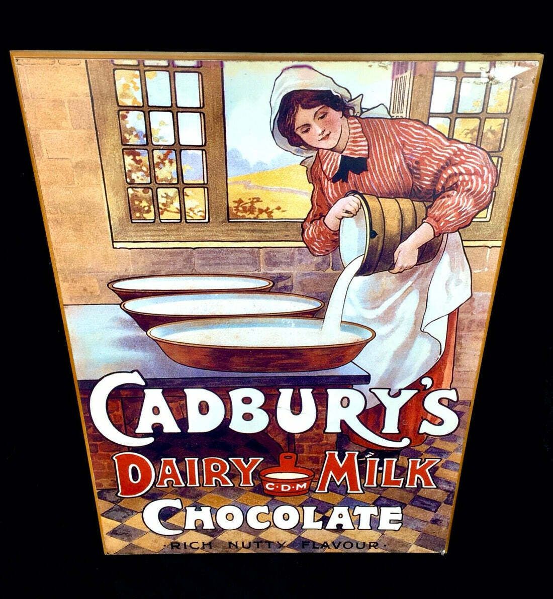 Antique Advertising   Large 70s Cadburys Poster Salvaged From Bournville Factory photo vinterior
