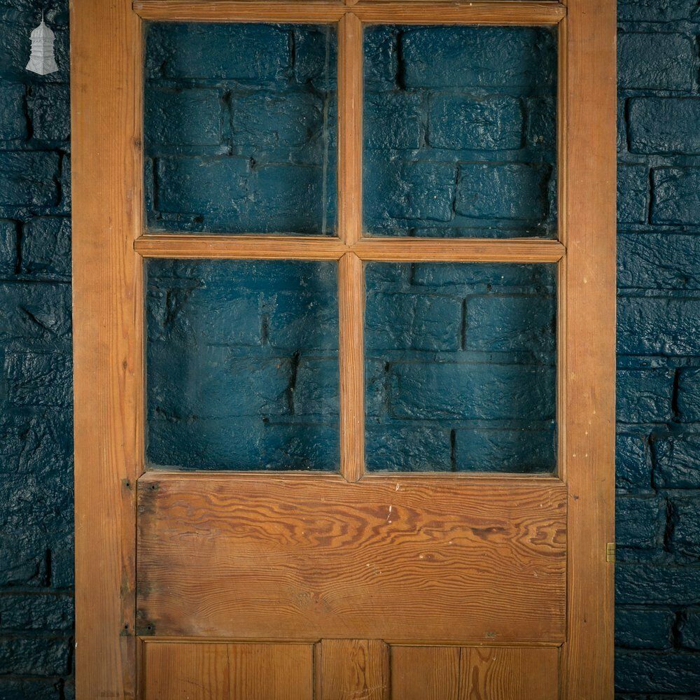 Half Glazed Door, 19th C Pitch Pine, 6 Over 2 Panel photo vinterior