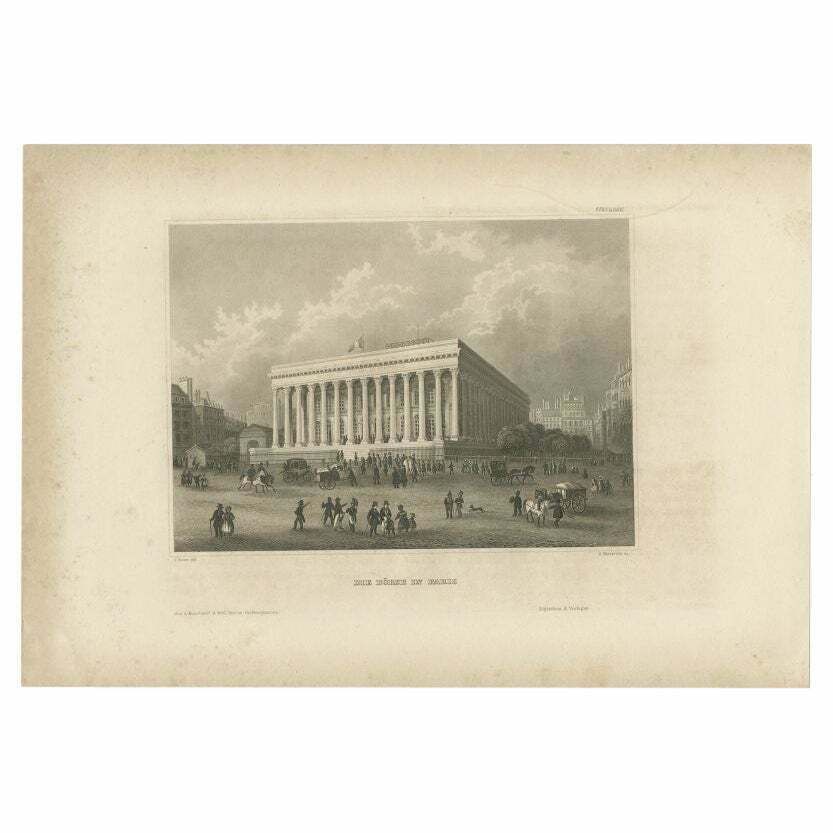 Antique Print Of The Paris Bourse By Meyer, 1844
