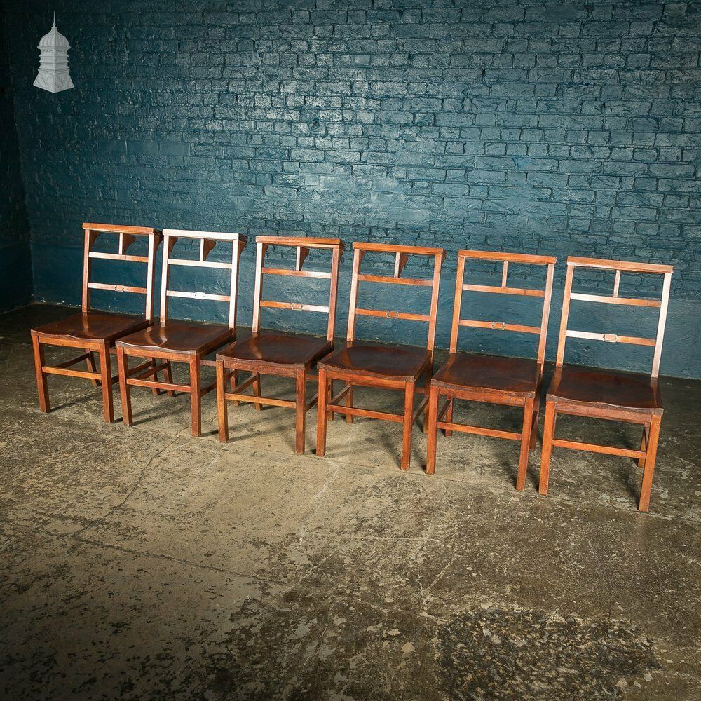 Set Of 6 Elm 19th C Synagogue Chairs [No. 9]