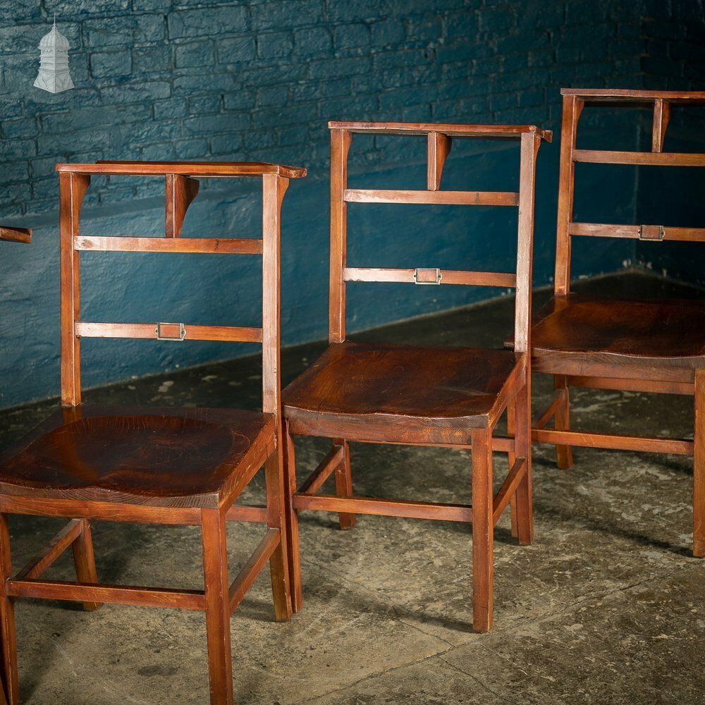 Set Of 6 Elm 19th C Synagogue Chairs [No. 9] photo Furniture