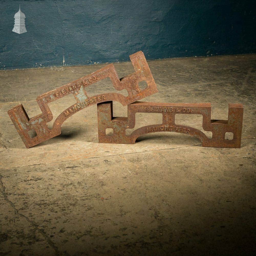 Pair Of Cast Iron Industrial Barrel Stands   F. Evans & Co. Manchester