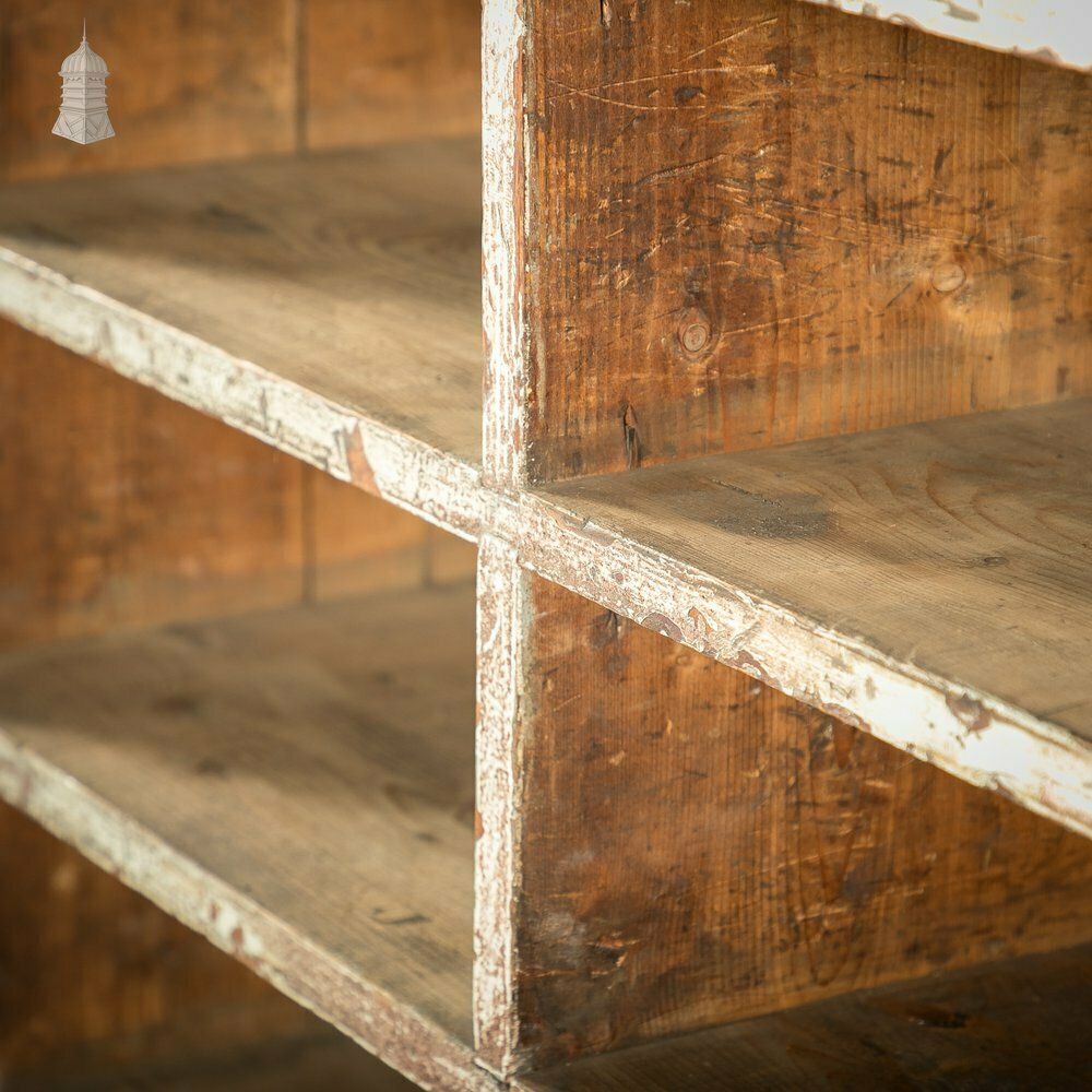 photo vinterior Industrial Pigeon Hole Shelf Unit With Distressed Blue Painted Finish