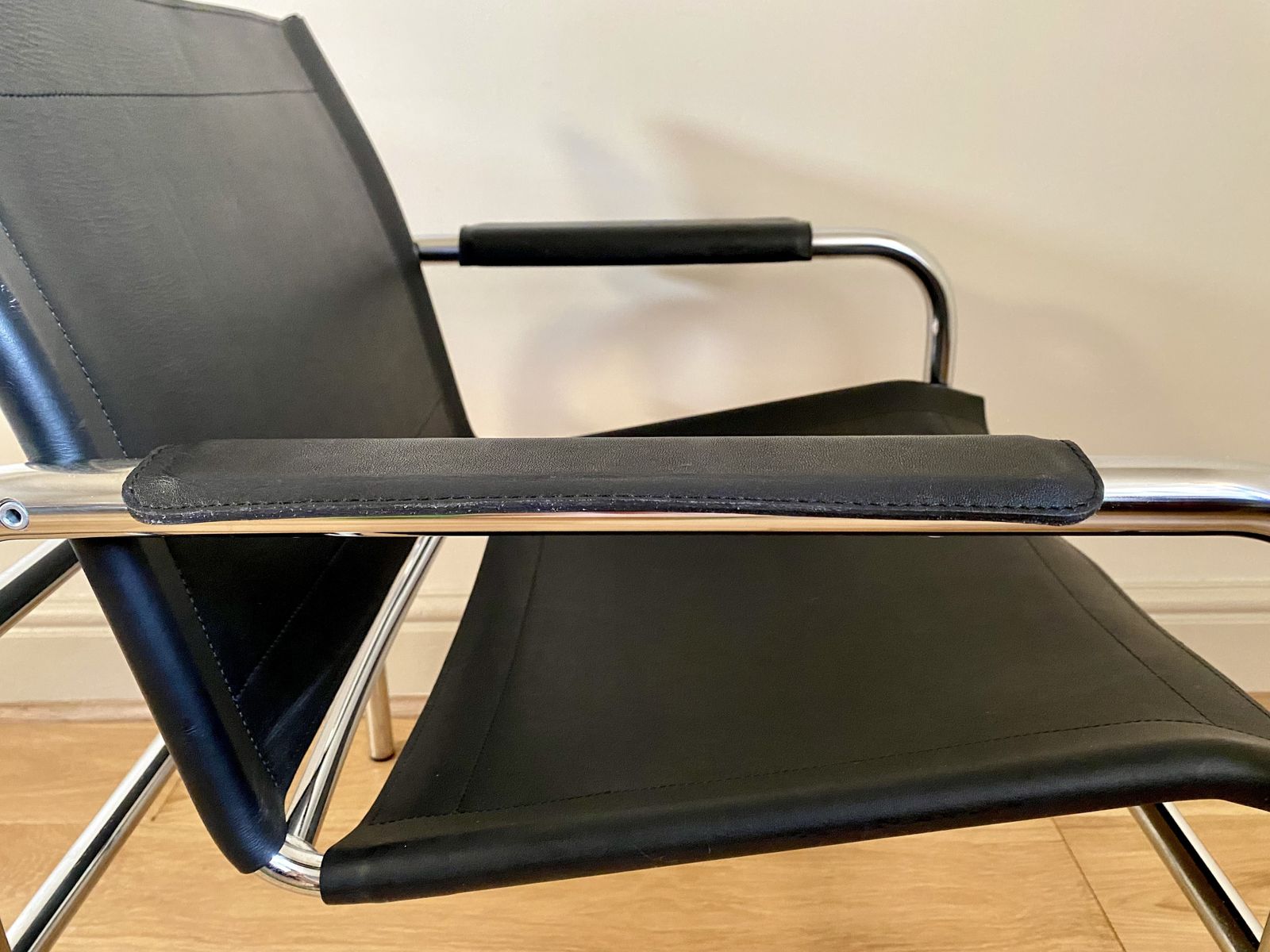 Furniture 1980s Scandinavian Ikea Tord Bjorklund Leather Klinte Chair | Mid Century Modern Black Leather & Chrome Armchair photo