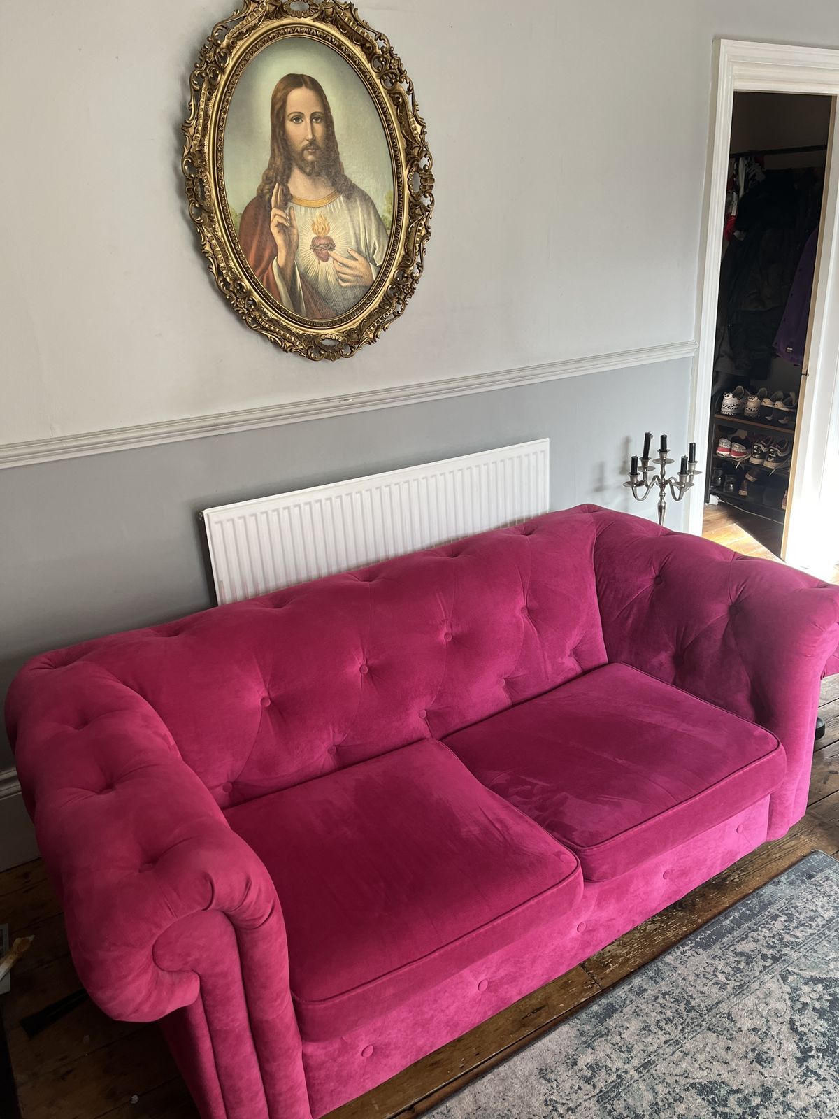 Pink Chesterfield Style Sofabed