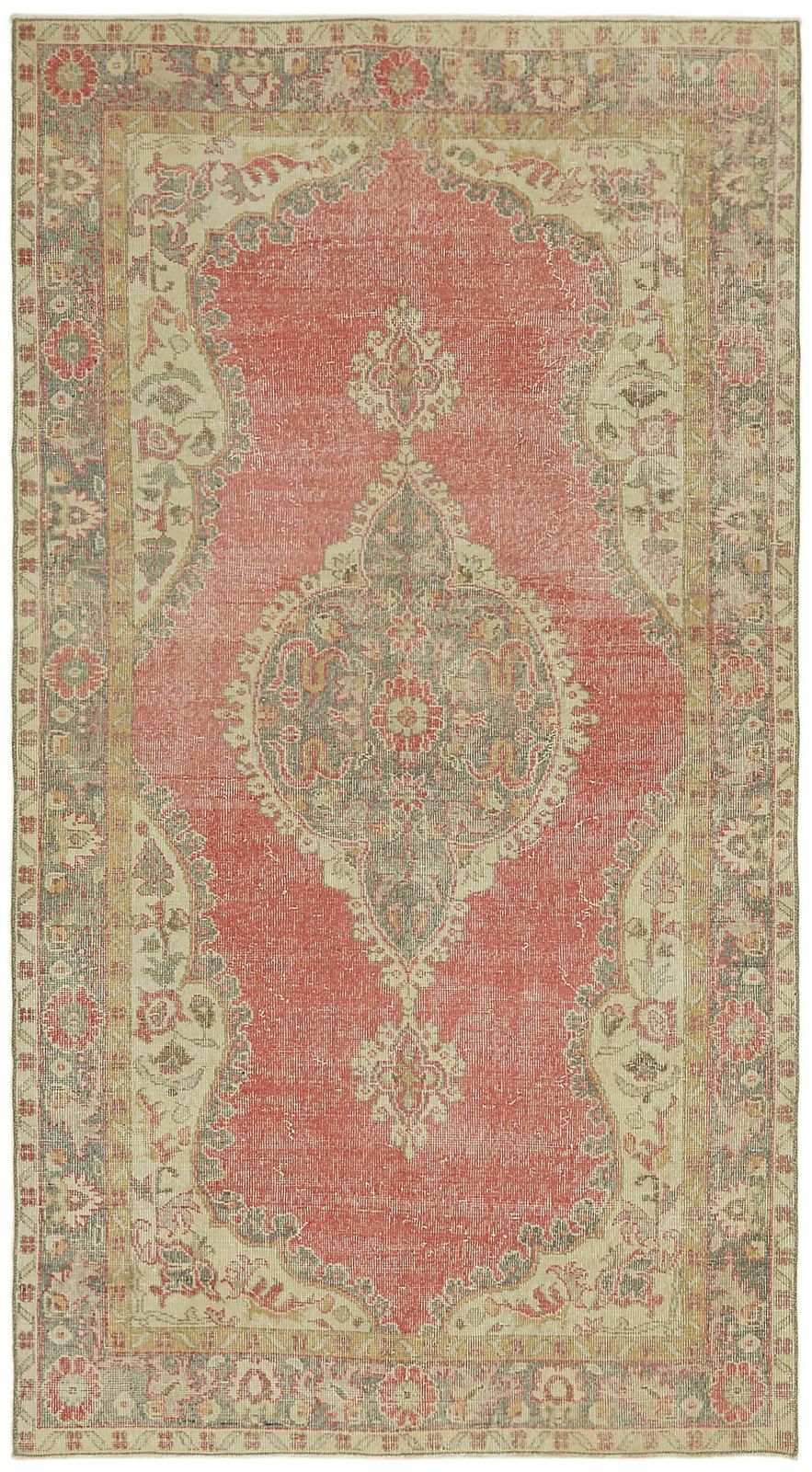 5x9 Beige Turkish Vintage Area Rug   44646