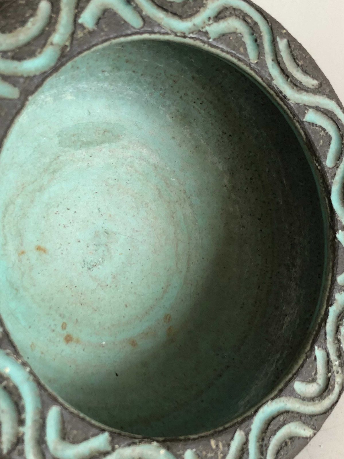 Danish Mid Century Modern Original Fine Art Ceramic Studio Vase With Turquoise Glaze And Raw Clay   Made By Løvemose, Denmark photo buy