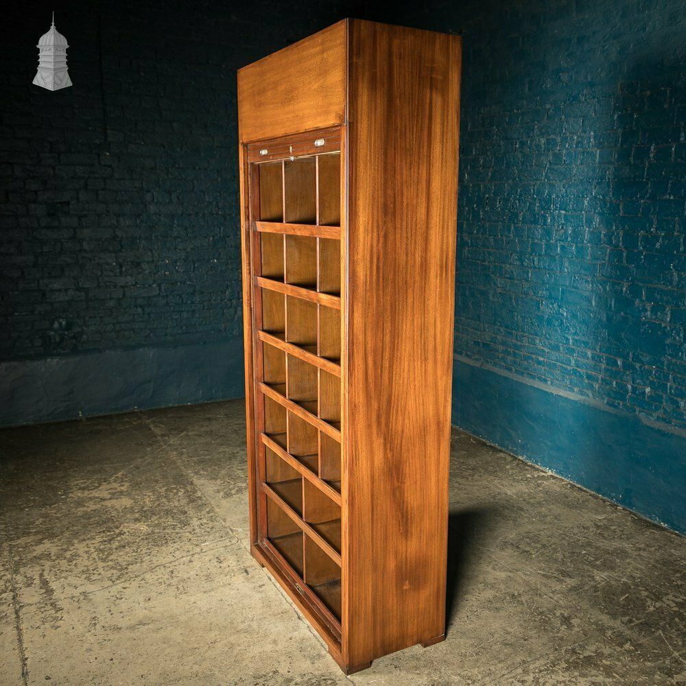 Tambour Front Cabinet, Mahogany And Oak Construction With Internal Pigeonhole Shelving From A Liner photo furniture