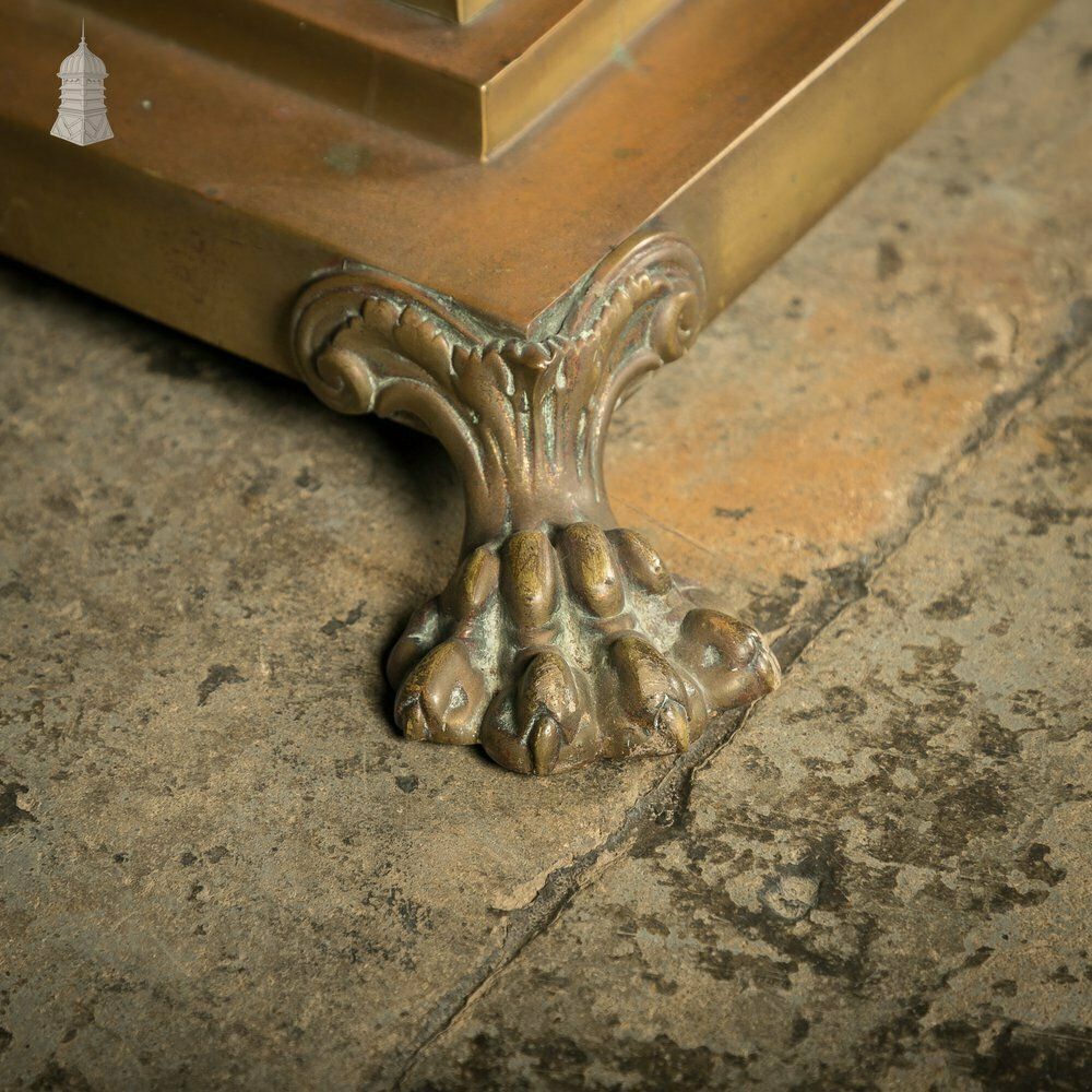 Brass Standard Lamps By Elkington & Co, Adjustable 19th C Neo Classical Corinthian Columns With Paw Feet photo vintage
