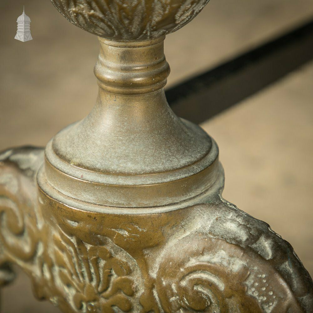 Fire Dog Andirons, Ornate Brass Pair photo vinterior
