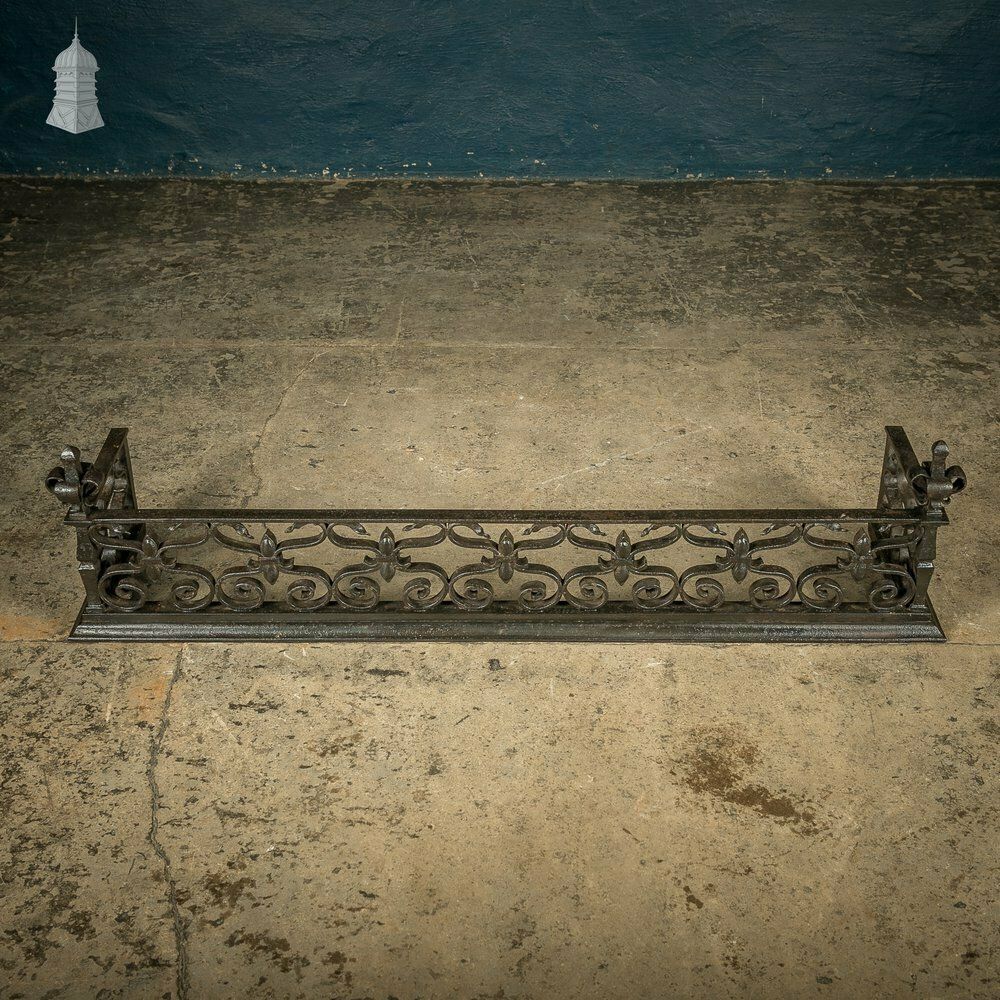 Fireplace Fender, Wrought Iron Scroll Design
