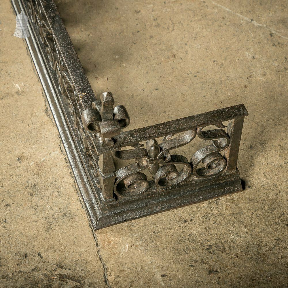Fireplace Fender, Wrought Iron Scroll Design photo for sale