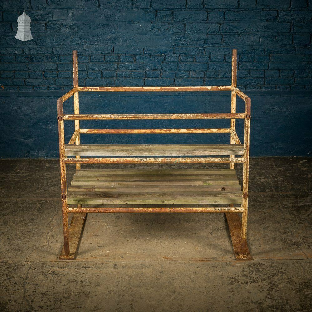 Metal Industrial Shelving Unit With Wooden Slats photo furniture