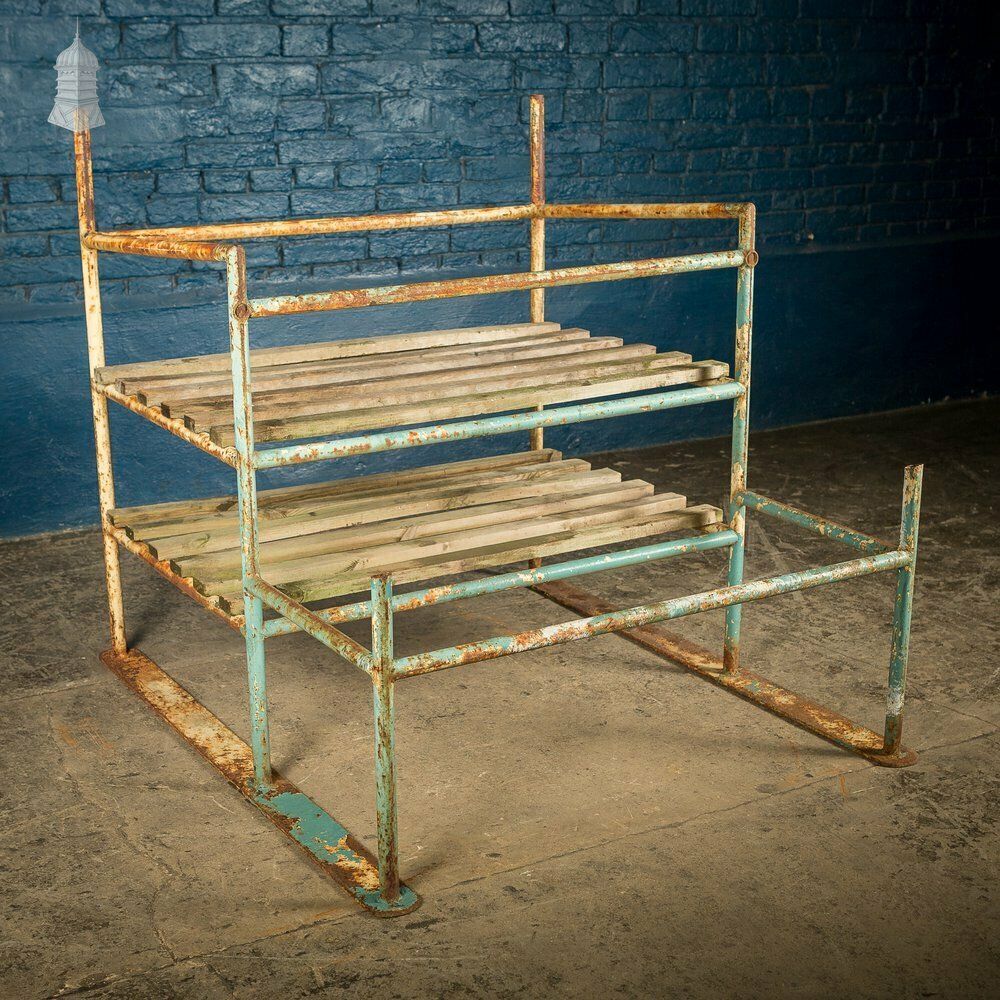 Metal Industrial Shelving With Wooden Slats photo furniture