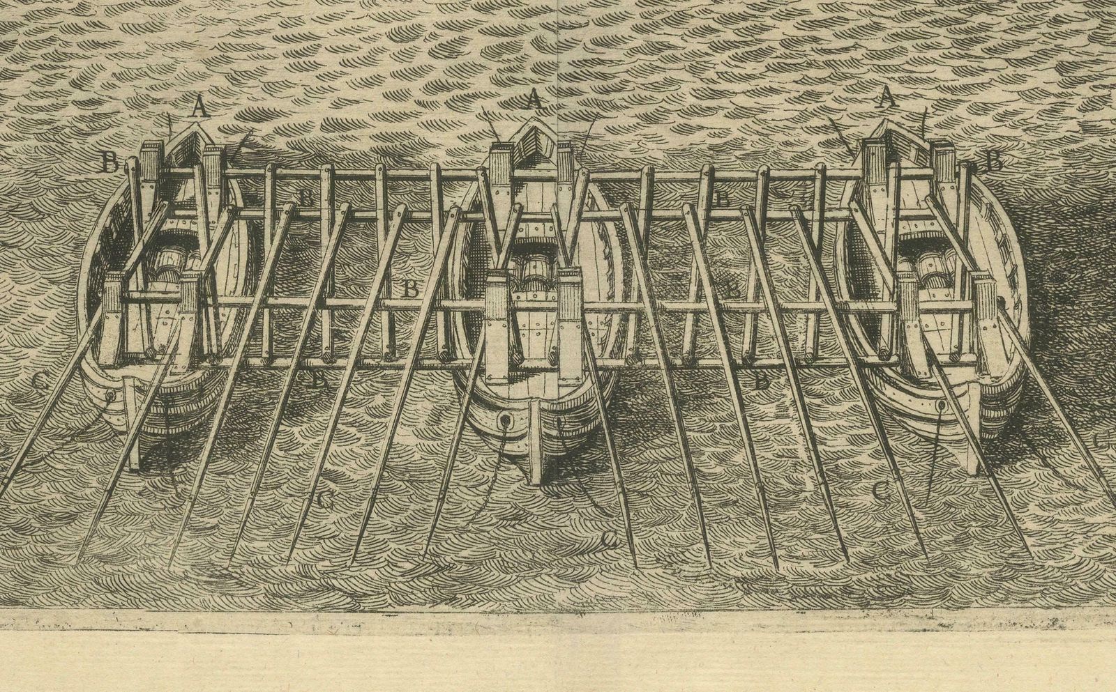 The Duke Of Parma's Pontoon Bridge In The Siege Of Antwerp, 1632 photo vintage