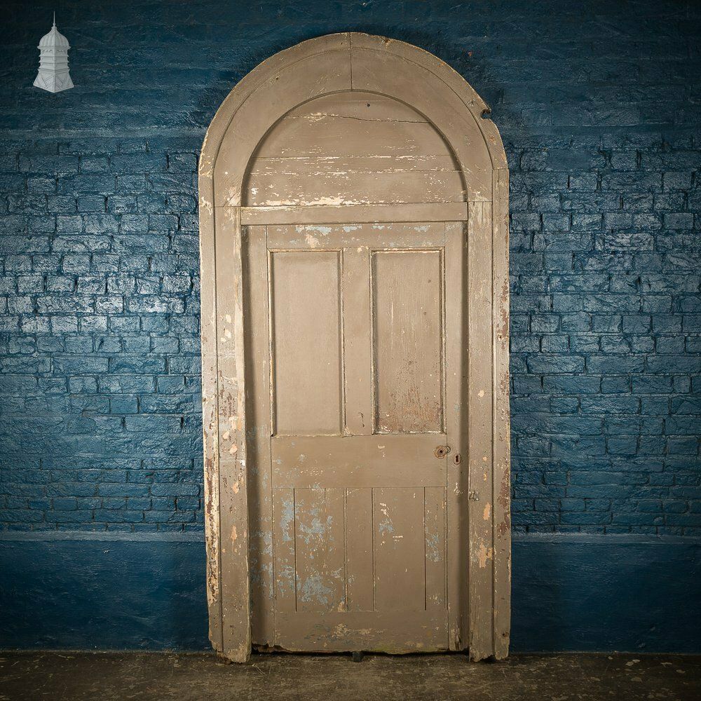 Home Fixtures Large Georgian Arch Top Door Frame And Door With Distressed Paint Finish photo
