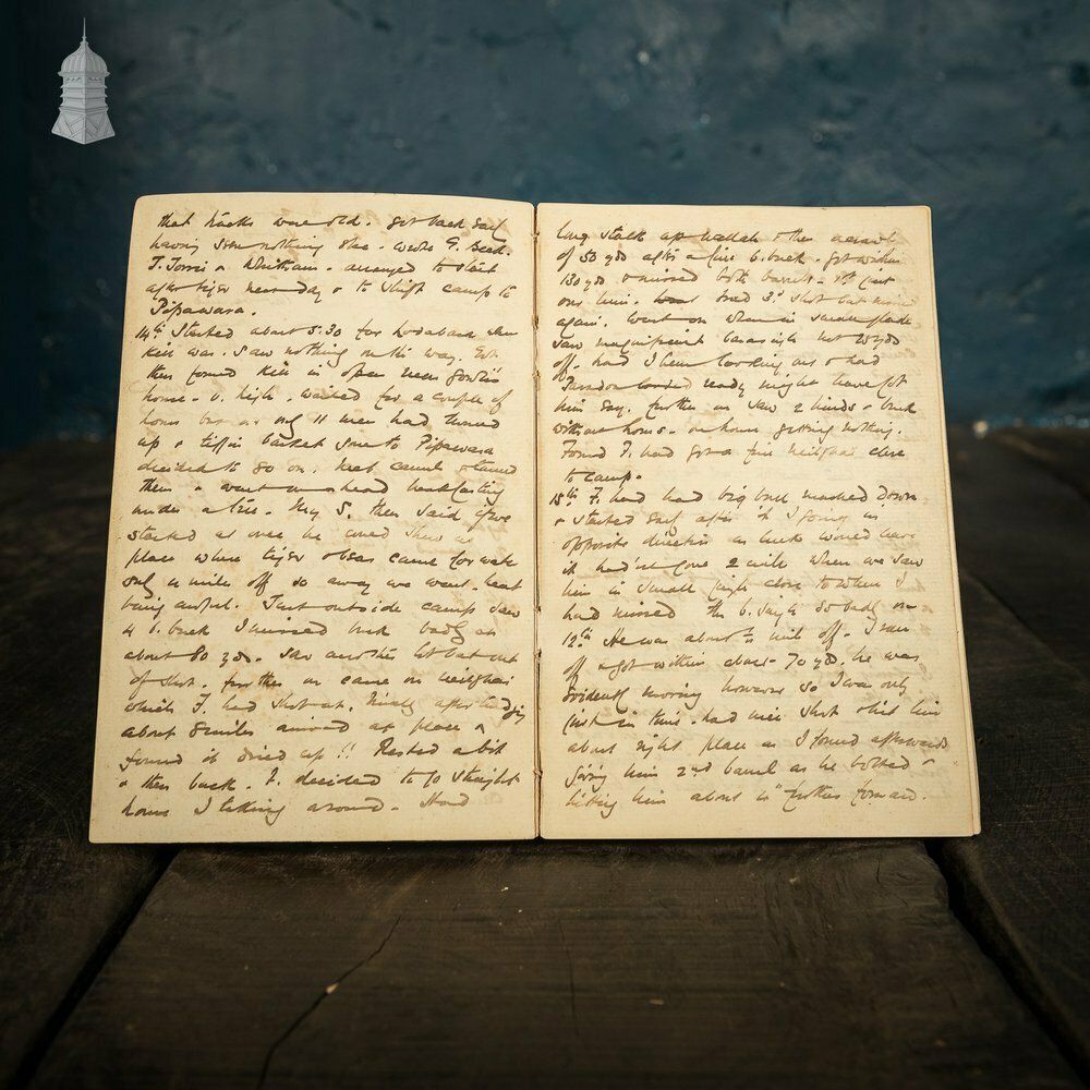 photo vinterior Small 19th C Red Leather Bound Journal Documenting A Hunting Trip To India With Hand Drawn Sketches
