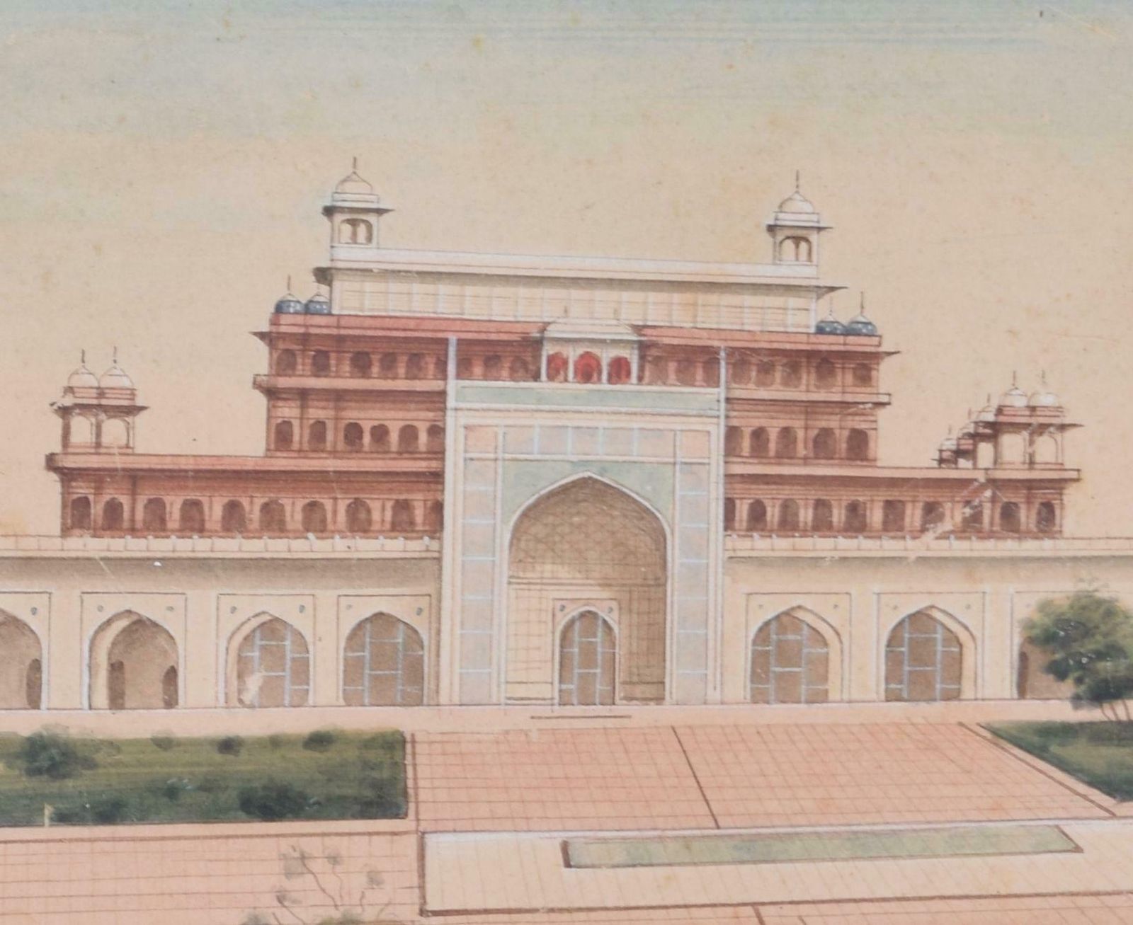 Akbar's Tomb, Agra, India Watercolour photo Art