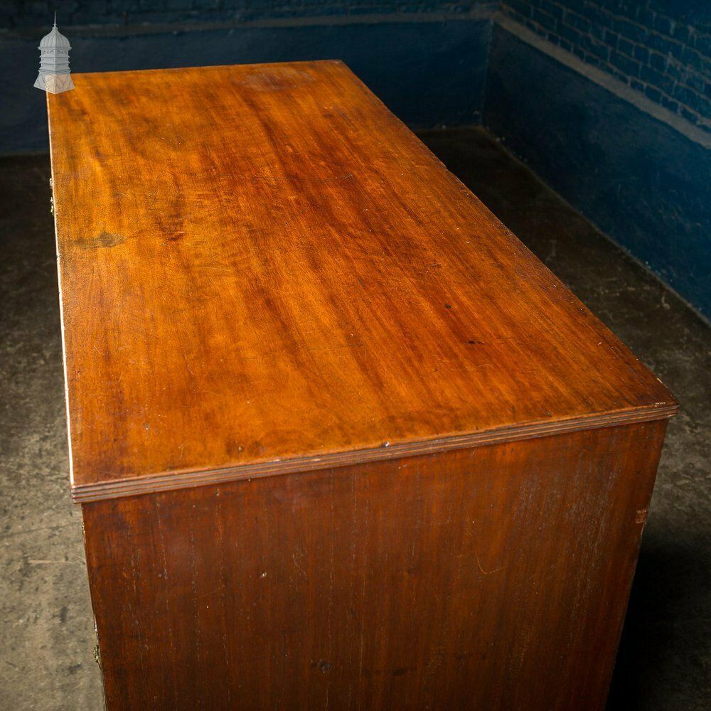Very Wide Georgian Mahogany 4 Drawer Chest Brass Drop Handles
