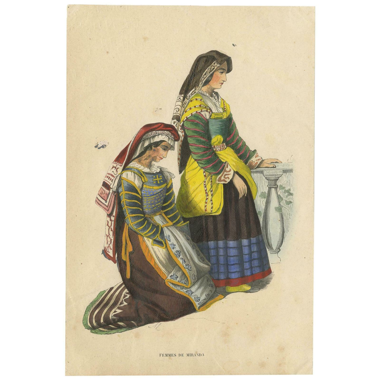 Antique Costume Print Of Miranda Women By Wahlen, 1843