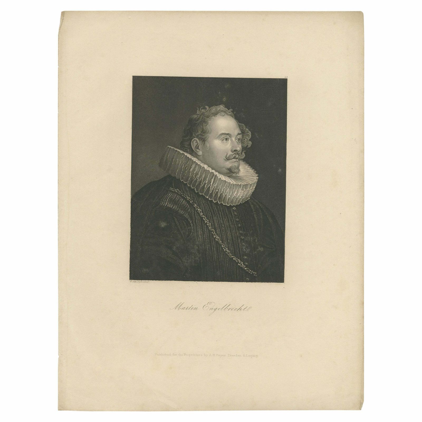 Antique Portrait Of Martin Engelbrecht By Payne 'C.1840'