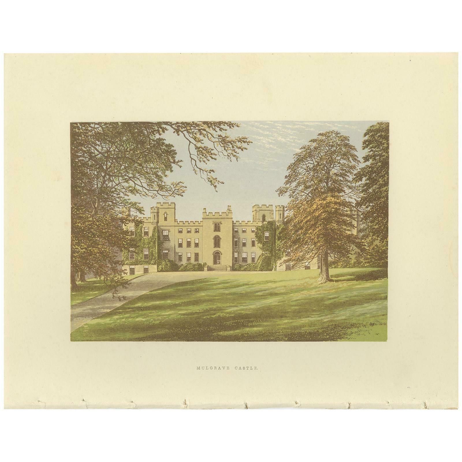 Antique Print Of Mulgrave Castle By Morris, Circa 1880