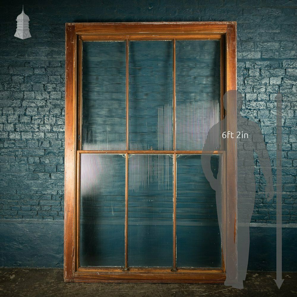 photo furniture Hardwood Sliding Sash Windows, 8ft High With Reeded Obscure Glazing