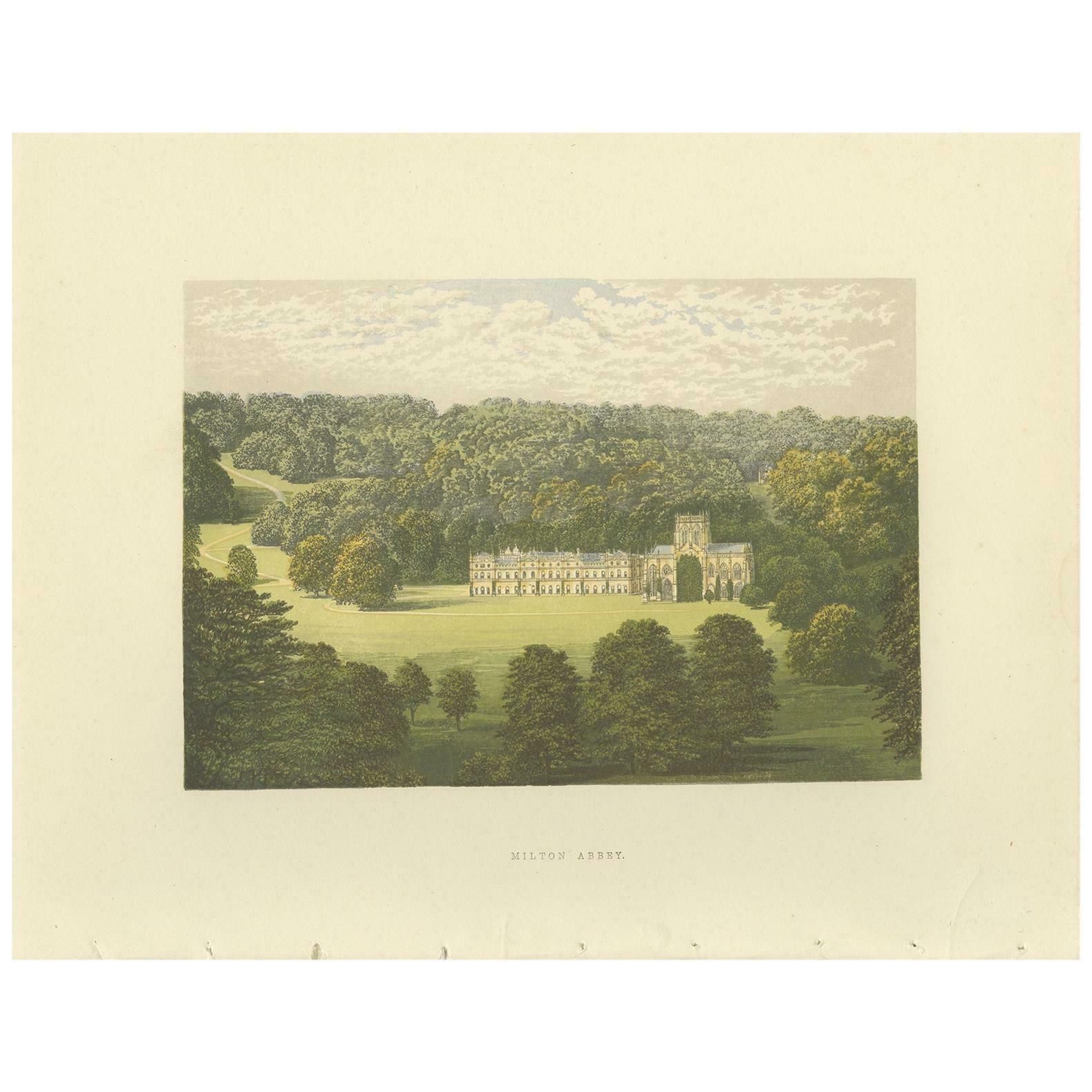 Antique Print Of Milton Abbey By Morris, 'Circa 1880'