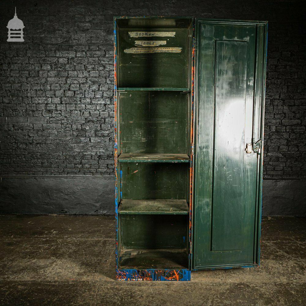 1940’s Metal Wwii Military Cabinet With Abstract Painted Finish No. 4 photo Furniture