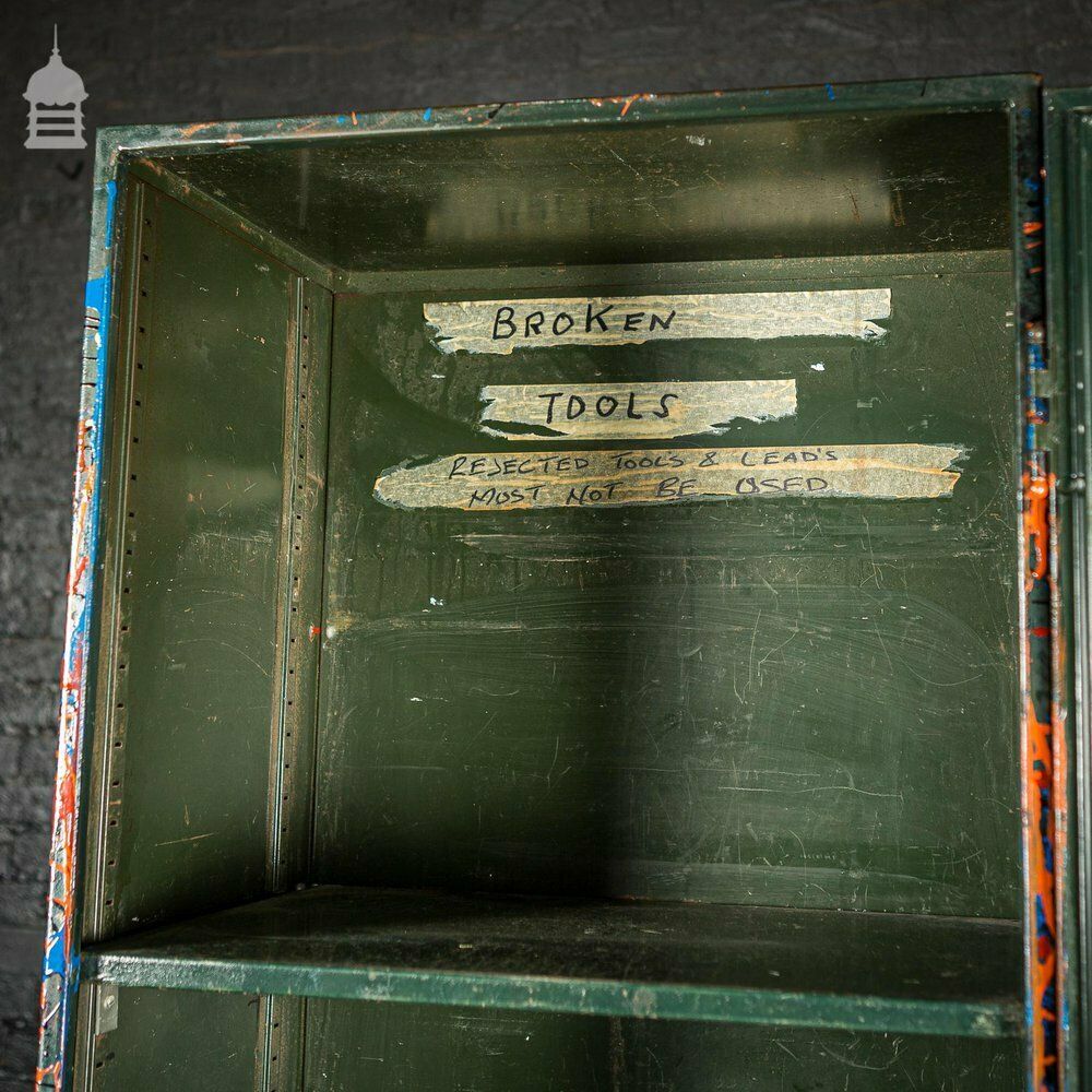 1940’s Metal Wwii Military Cabinet With Abstract Painted Finish No. 4 photo vintage