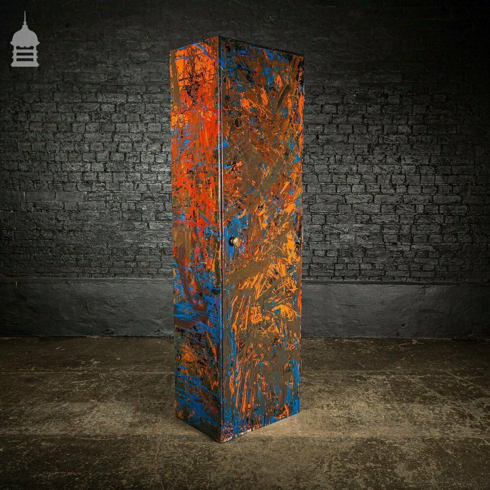 photo vintage 1940’s Metal Wwii Military Cabinet With Abstract Painted Finish No. 4