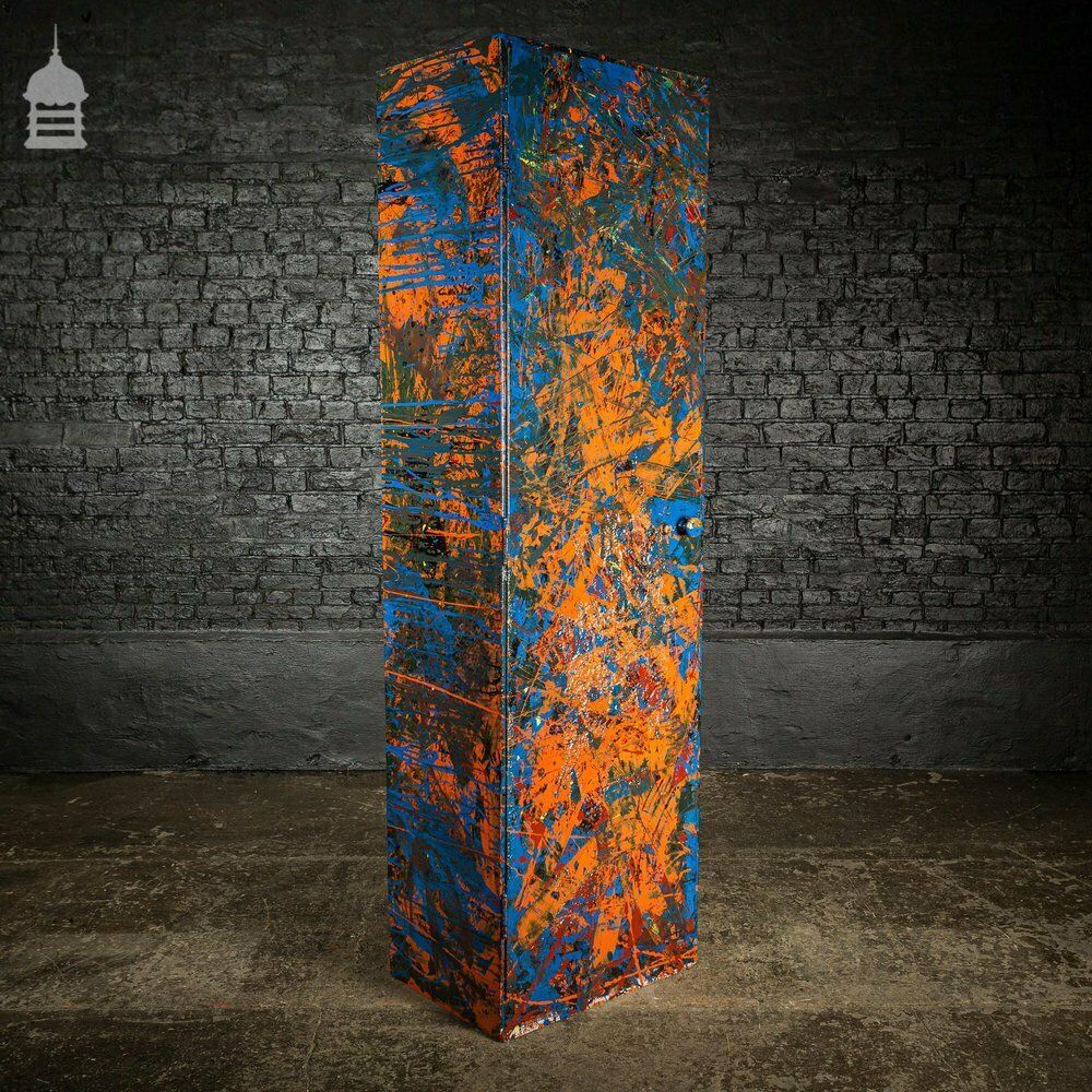 1940’s Metal Wwii Military Cabinet With Abstract Painted Finish No. 3 photo furniture