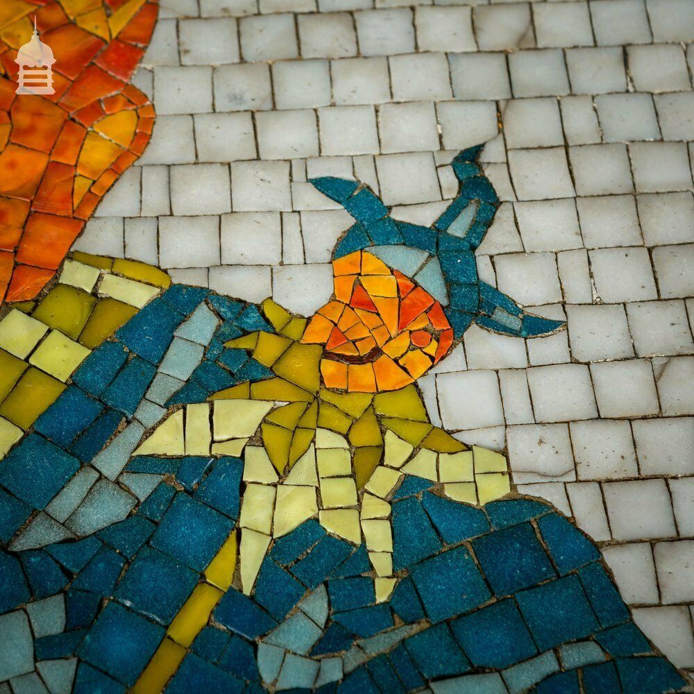 Pair Of Circular Floor Mosaics With Colourful Joker Designs photo buy