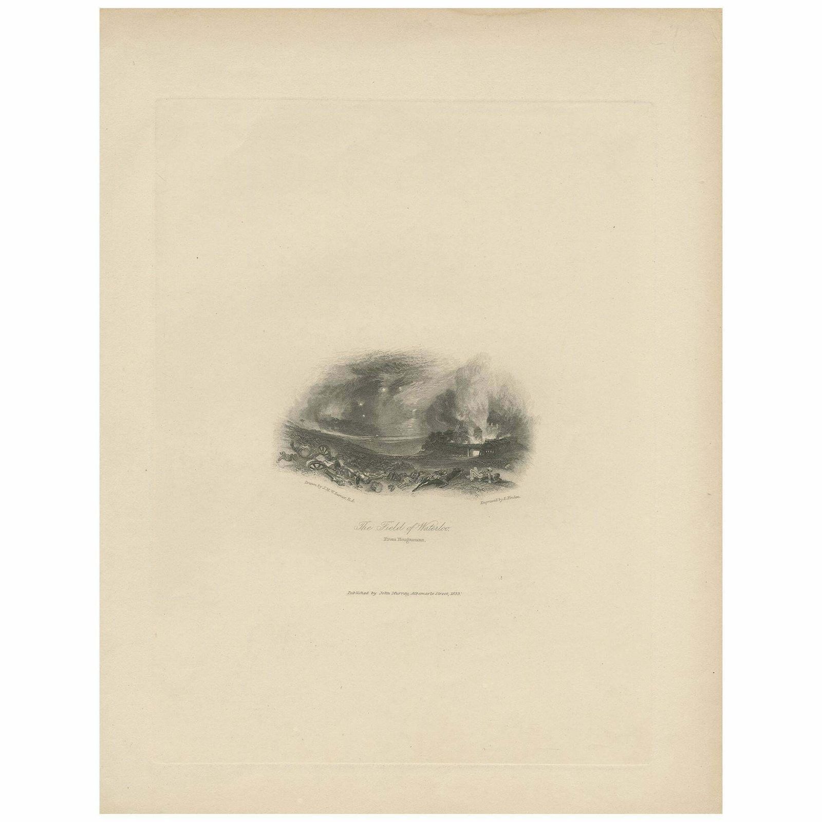 Antique Print Of The Battle Of Waterloo By Murray, '1833'