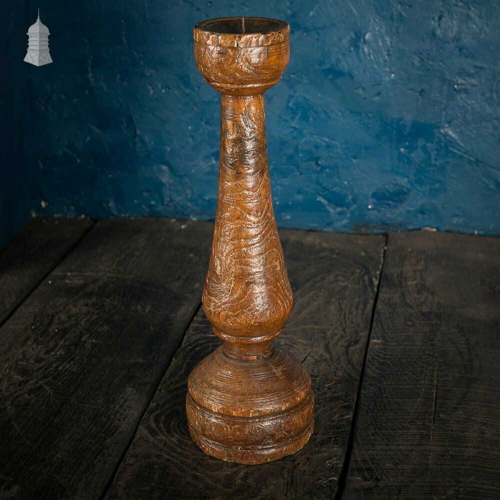 17th C Turned Wooden Candle Stick