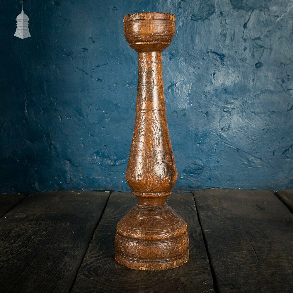 17th C Turned Wooden Candle Stick photo vintage