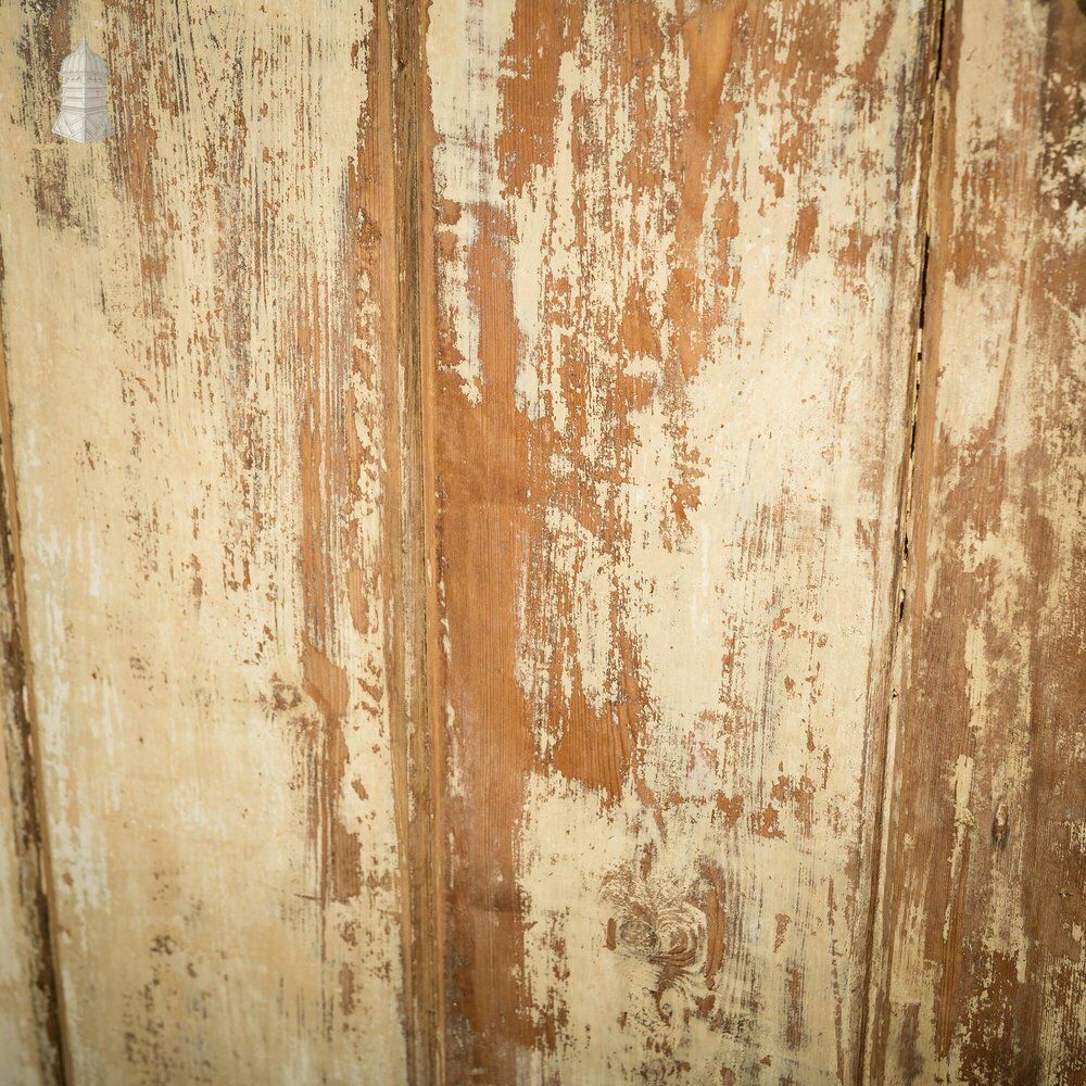 19th C Ledged And Braced Pine Cottage Door With White Distressed Paint Finish photo for sale