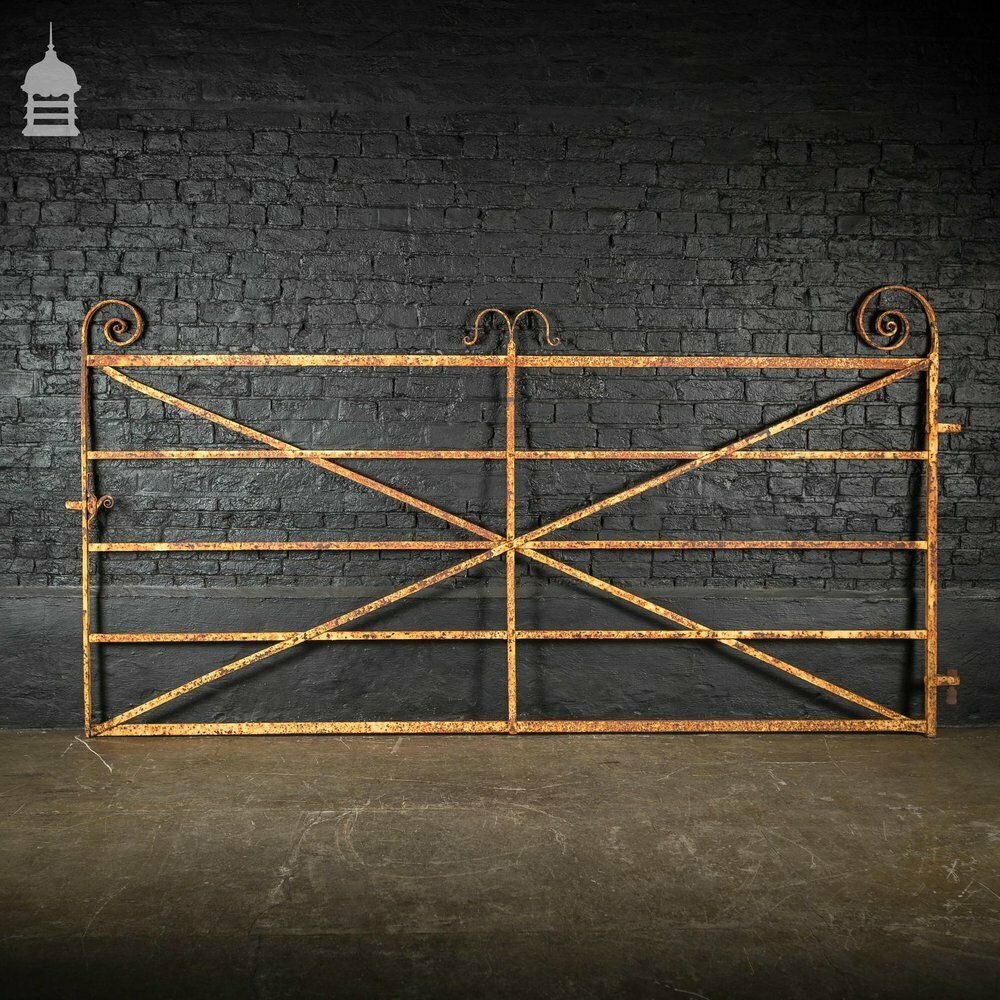 18th C Wrought Iron Driveway Gate With Scroll Detail photo vintage